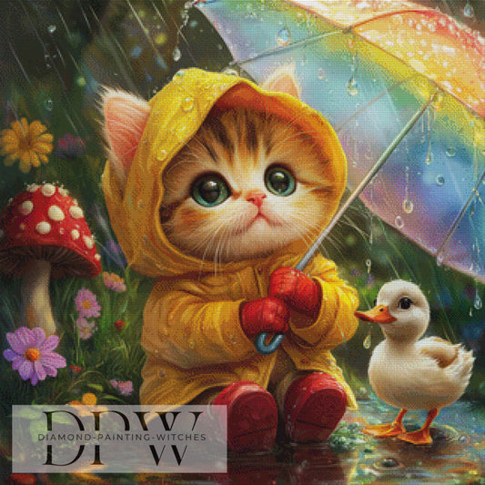 Zusammen im Regen by Elly_A.I 80x80cm mit 300 Farben DPW-1315