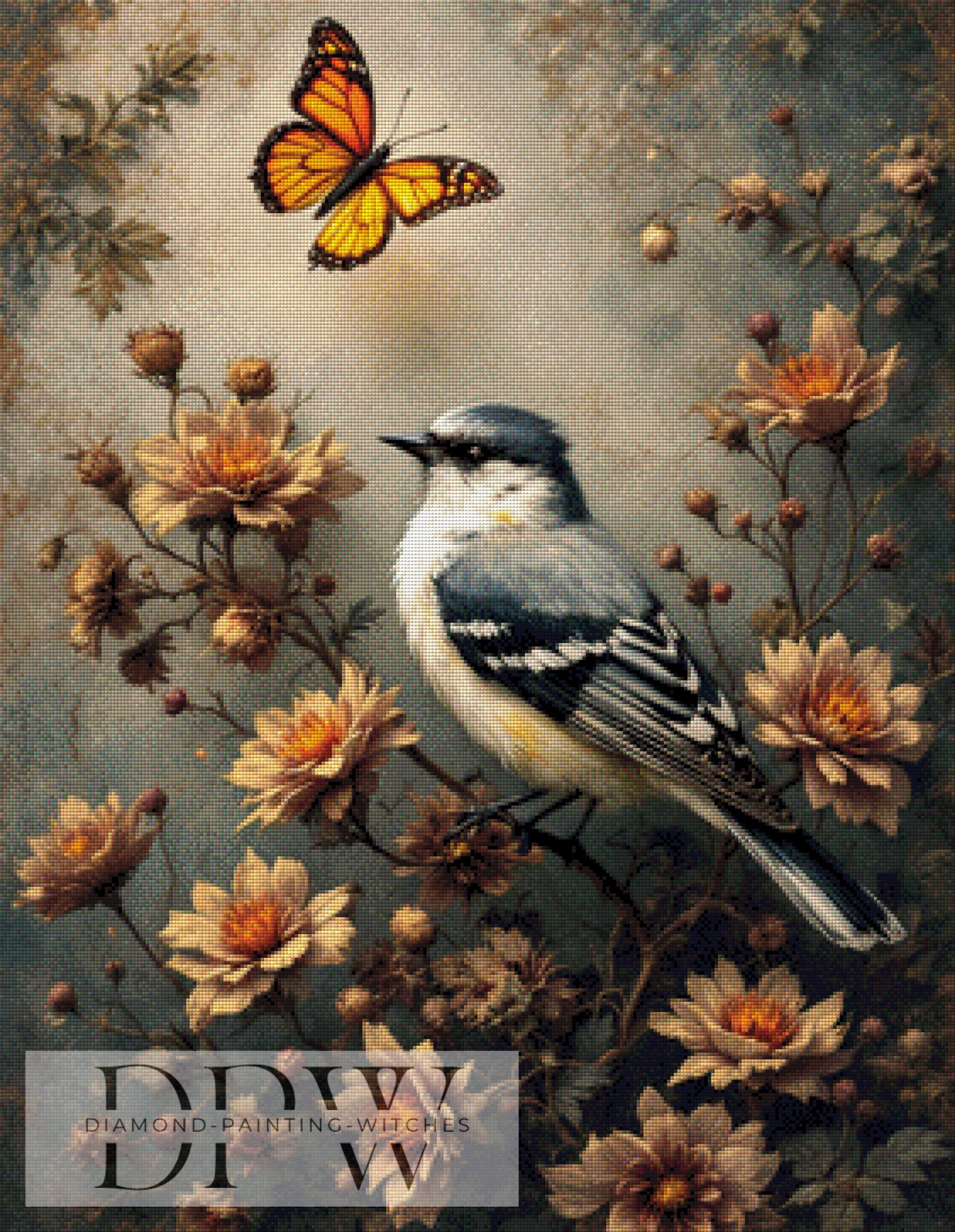 Vogelportrait by QN, 70x90cm mit 180 Farben DPW-1059