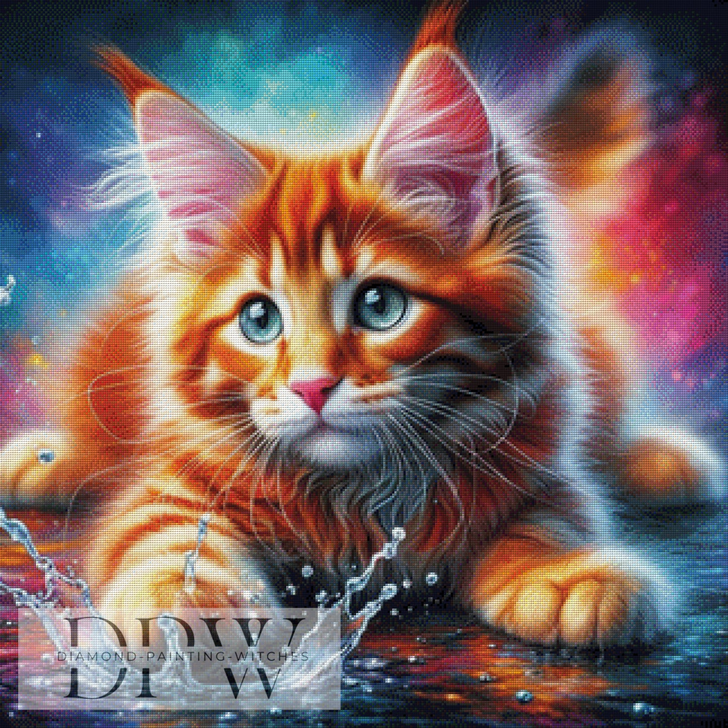 Red Cat Splash by CreatiVart, 80x80cm mit 330 Farben DPW-1108