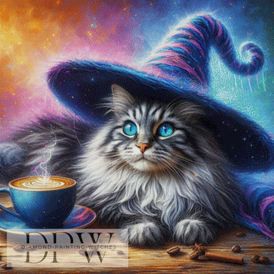 Witches Hat Maine Coon by CreatiVart, 80x80cm mit 290 Farben DPW-1113