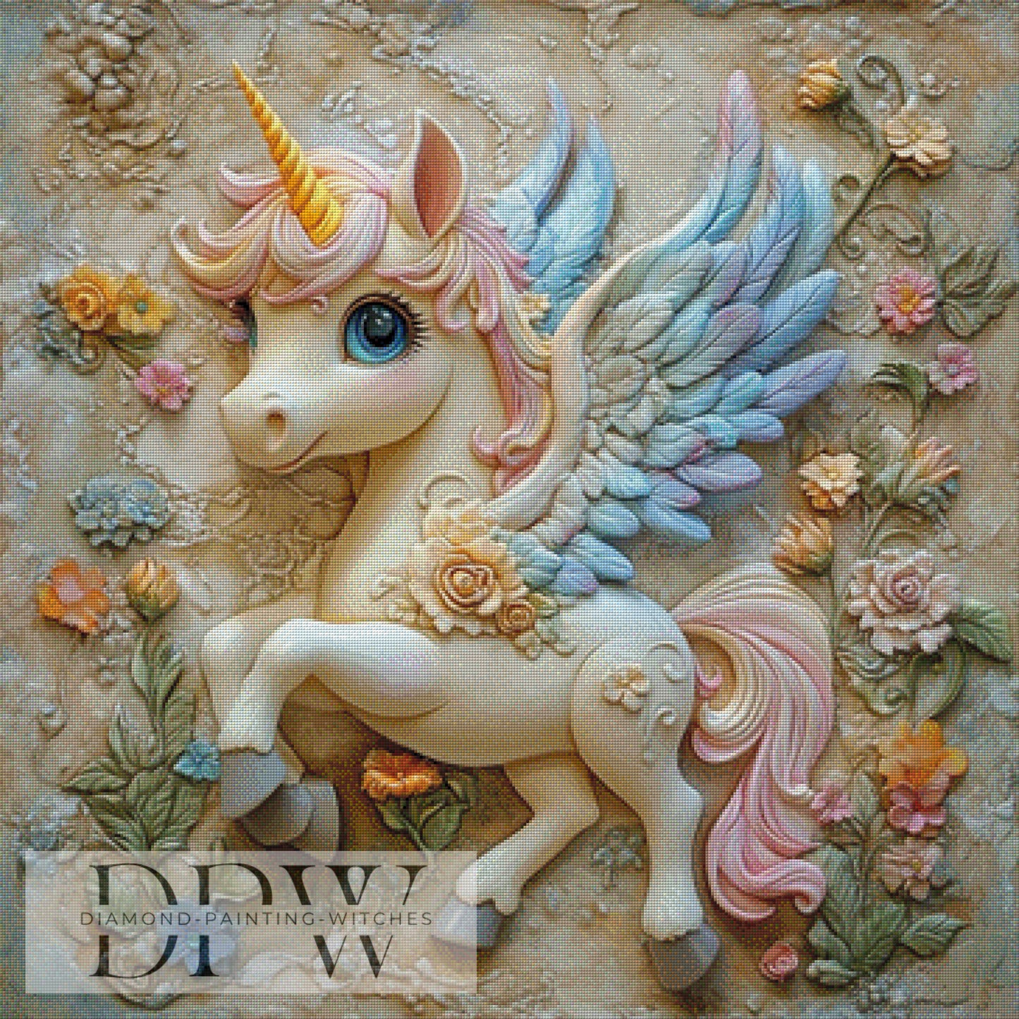 Elda Einhorn by Elly_A.I 90x90cm mit 250 Farben DPW-1124