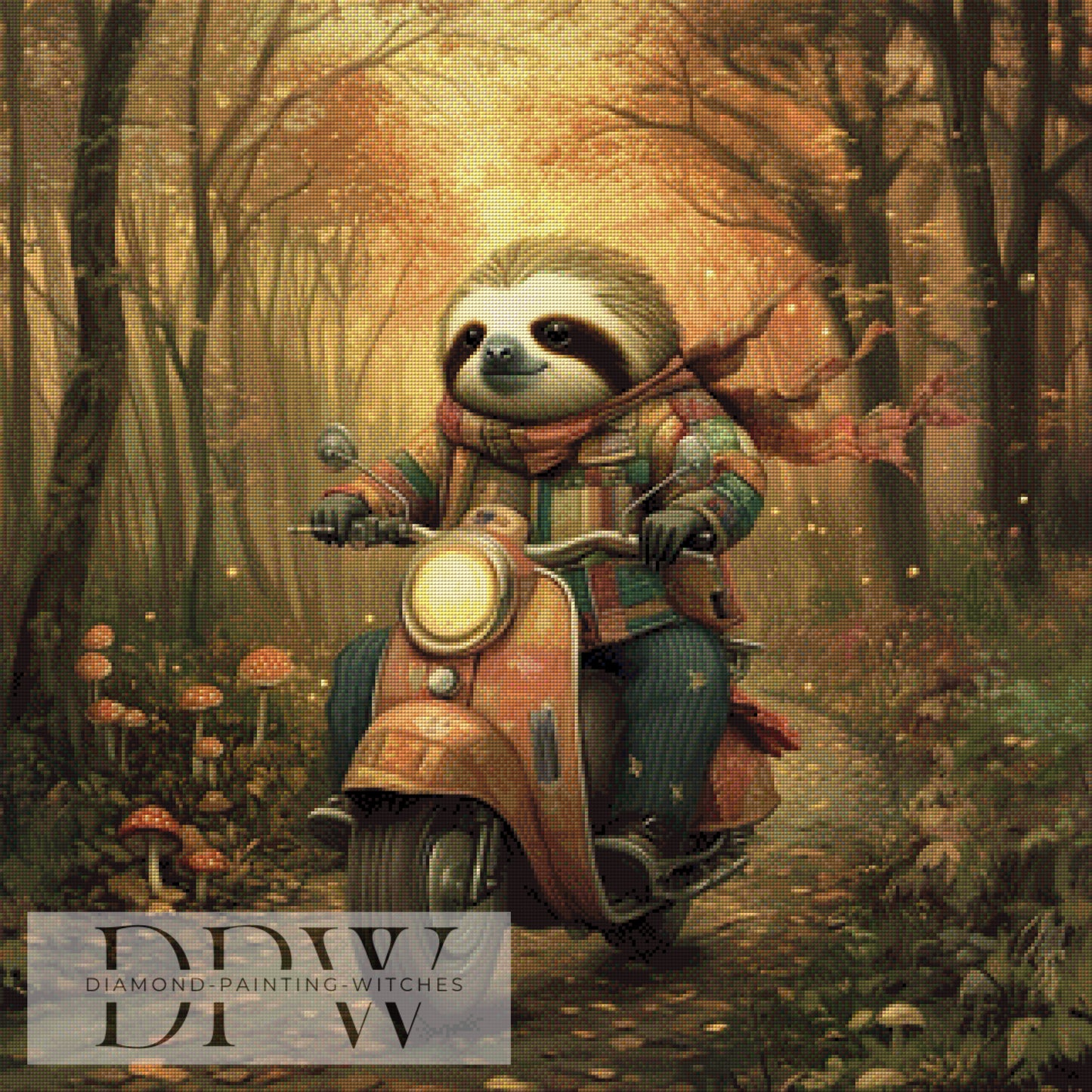 Faultier auf Spritztour by Elly_A.I 80x80cm mit 120 Farben DPW-1140