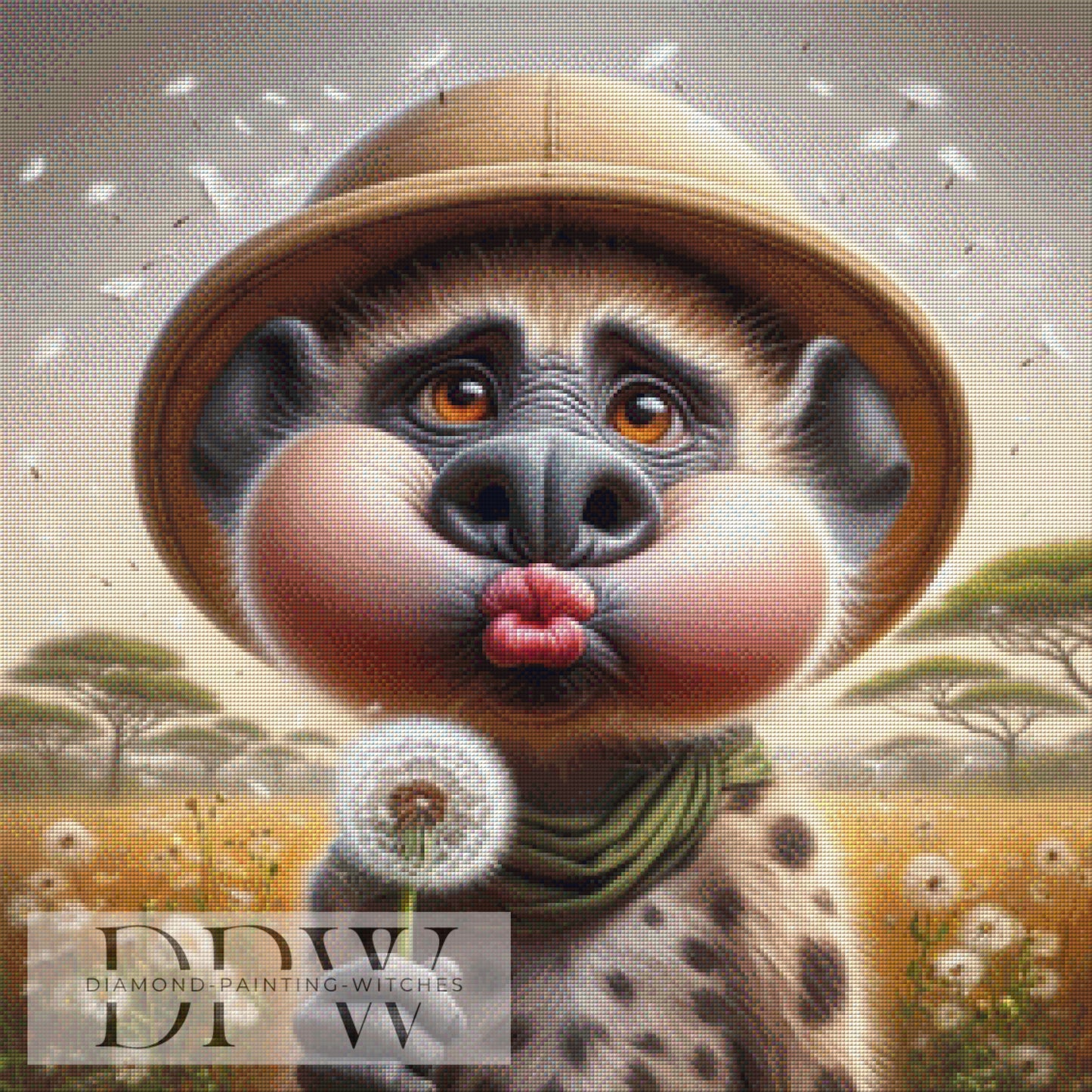 Safari Hyäne by CreatiVart, 70x70cm mit 190 Farben DPW-1171