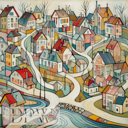 Abstrakte Stadt by QN, 90x90cm mit 290 Farben DPW-1190