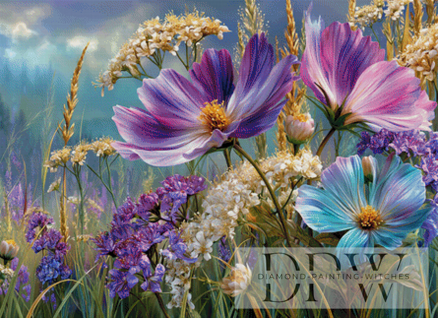 Blümchen im Wind by Elly_A.I  110x80cm mit 310 Farben DPW-1220