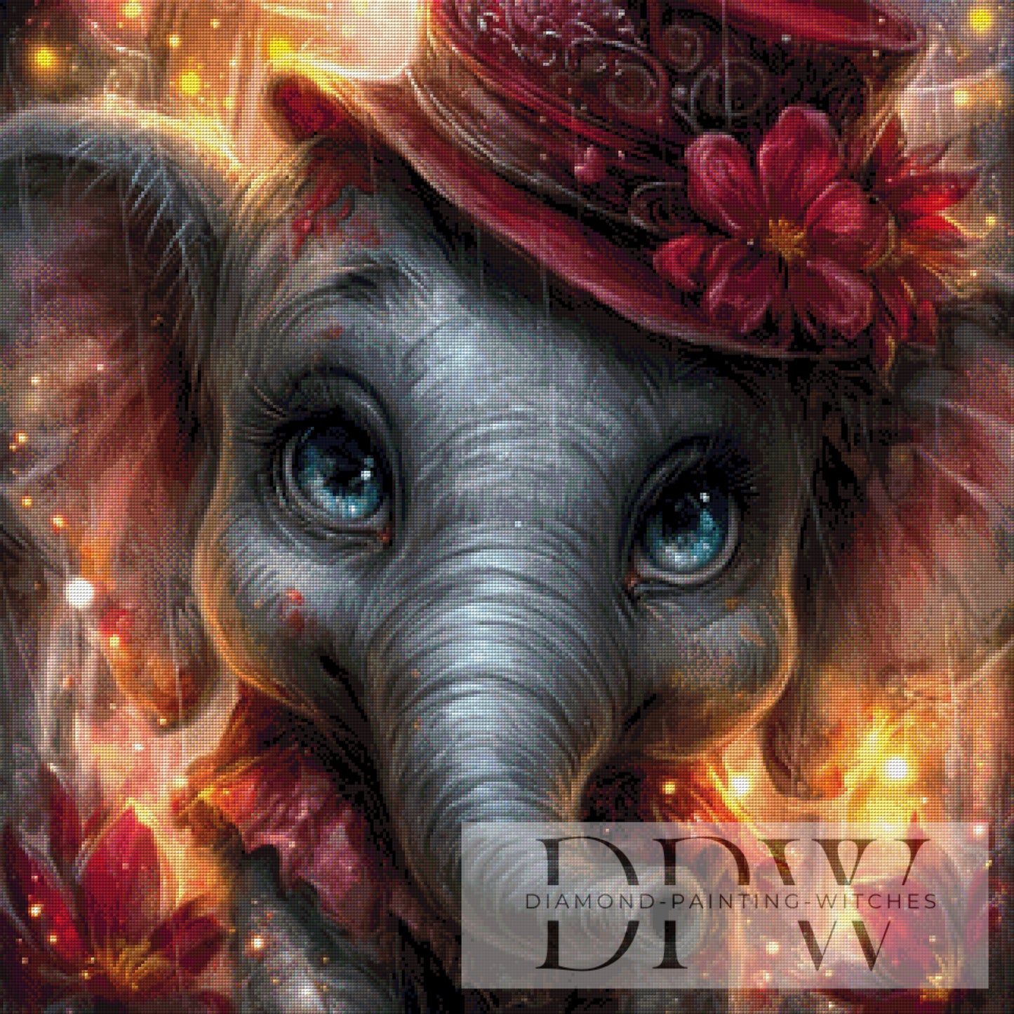 Elsa Elefantenlady by Elly_A.I 80x80cm mit 200 Farben DPW-1226