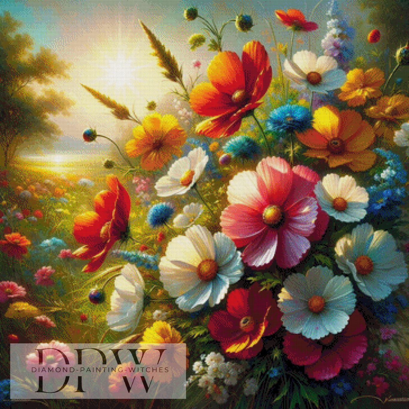 Summer Flowers by DIYnamite, 90x90cm mit 350 Farben DPW-1256