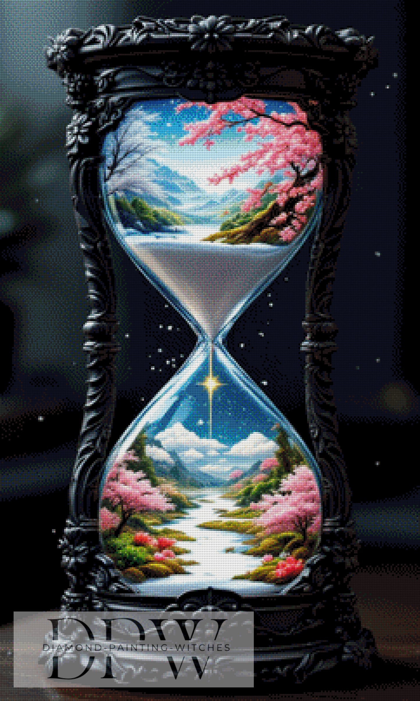 Frühling in der Sanduhr by QN, 60x100cm mit 290 Farben DPW-1312