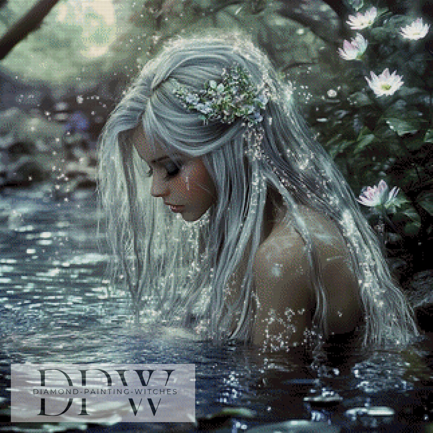 Elfe im Wasser by Elly_A.I 80x80cm mit 120 Farben DPW-1320