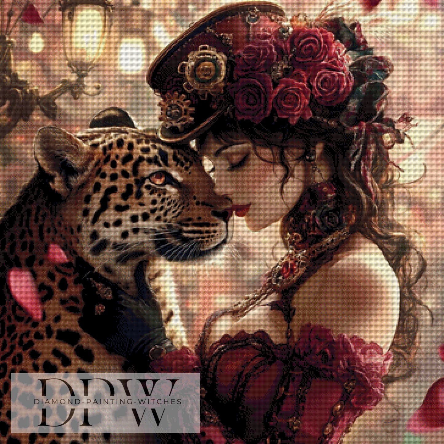 Leopardenfreundin by Elly_A.I 90x90cm mit 170 Farben DPW-1374