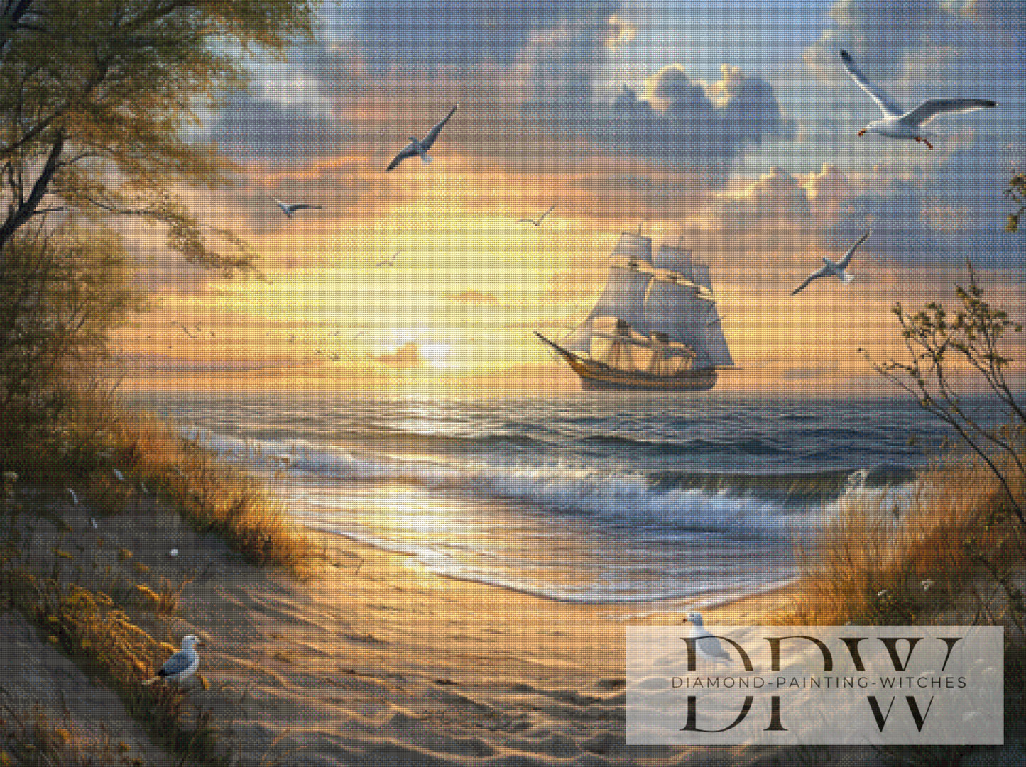 Schiff auf hoher See by Elly_A.I 120x90cm mit 170 Farben DPW-1400