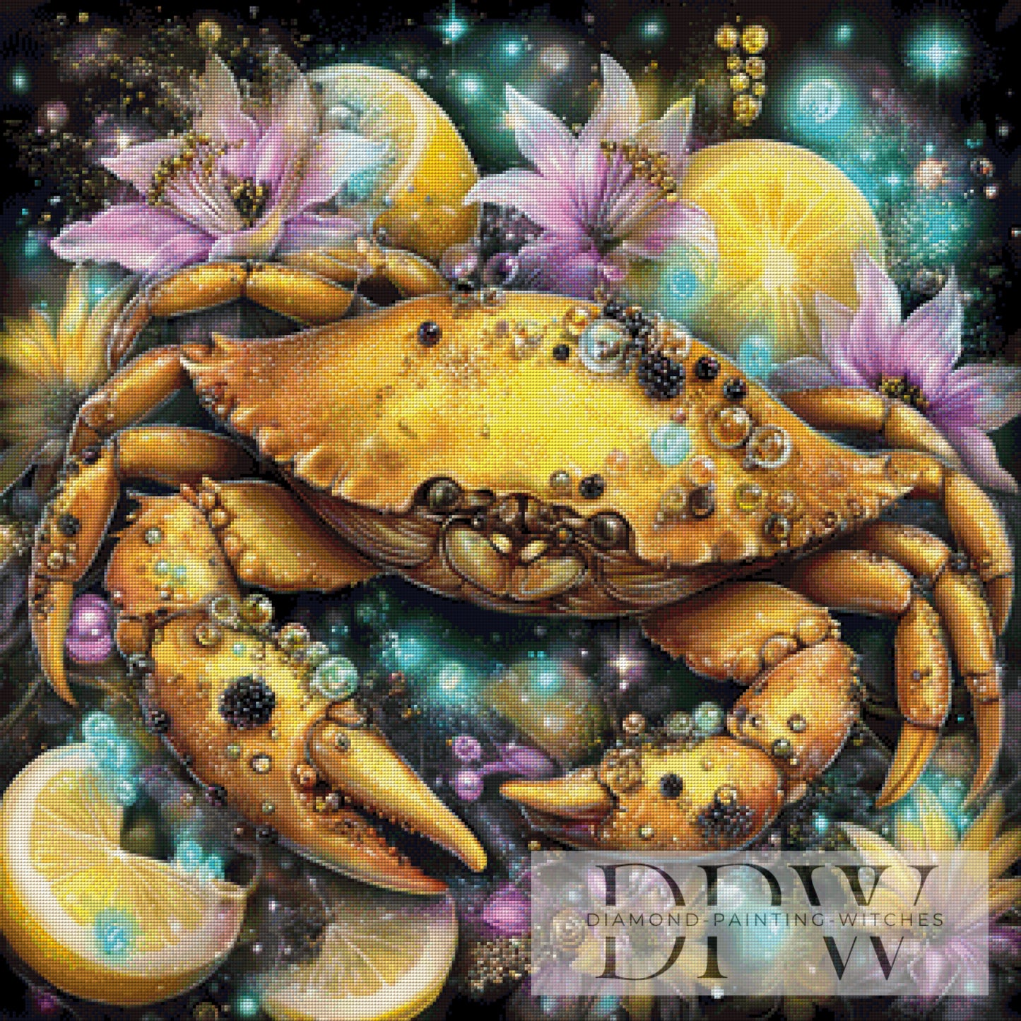 Lemonglow Crab by Lisa Morgan 80x80cm mit 260 Farben DPW-1421