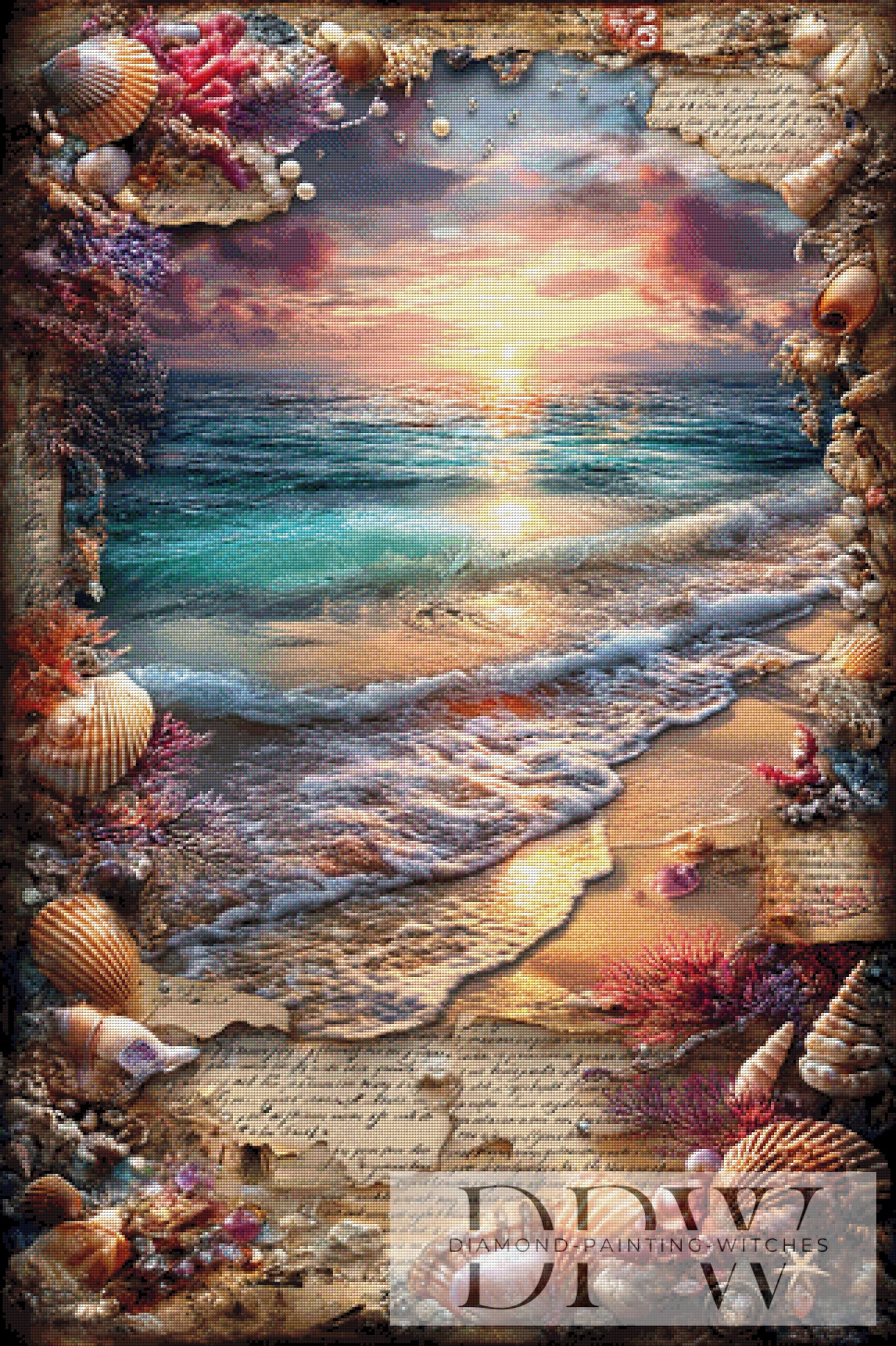 Vintage Muschelstrand by ellufija 80x120cm mit 300 Farben DPW-1428