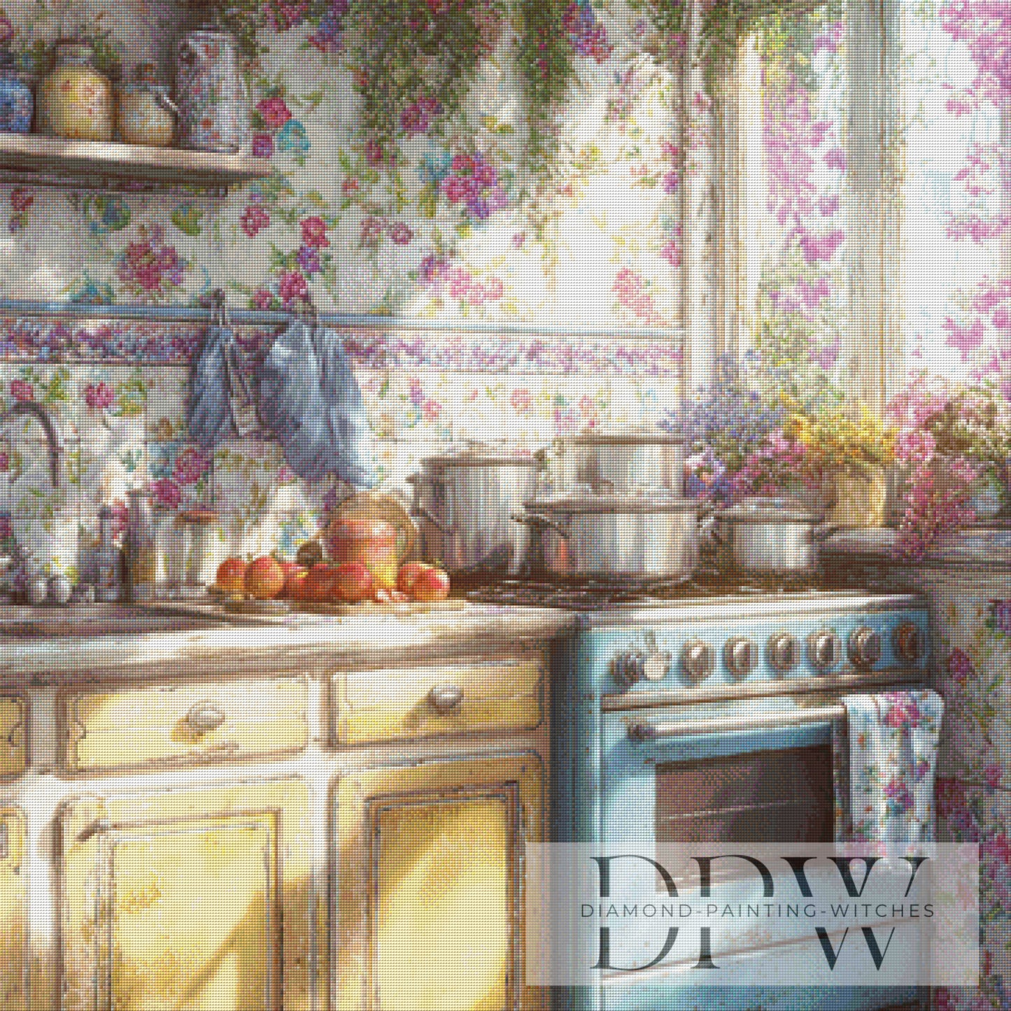 Cottagecore Traumküche by Lisa Morgan 90x90cm mit 230 Farben DPW-1429