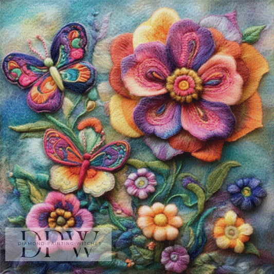 Wollblumis by Elly_A.I, 80x80cm mit 300 Farben DPW-1531