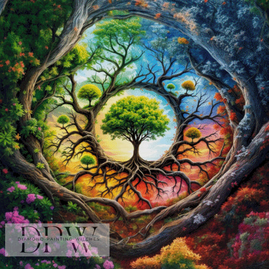 Bäume mal anders by QN, 100x100cm mit 370 Farben DPW-1453