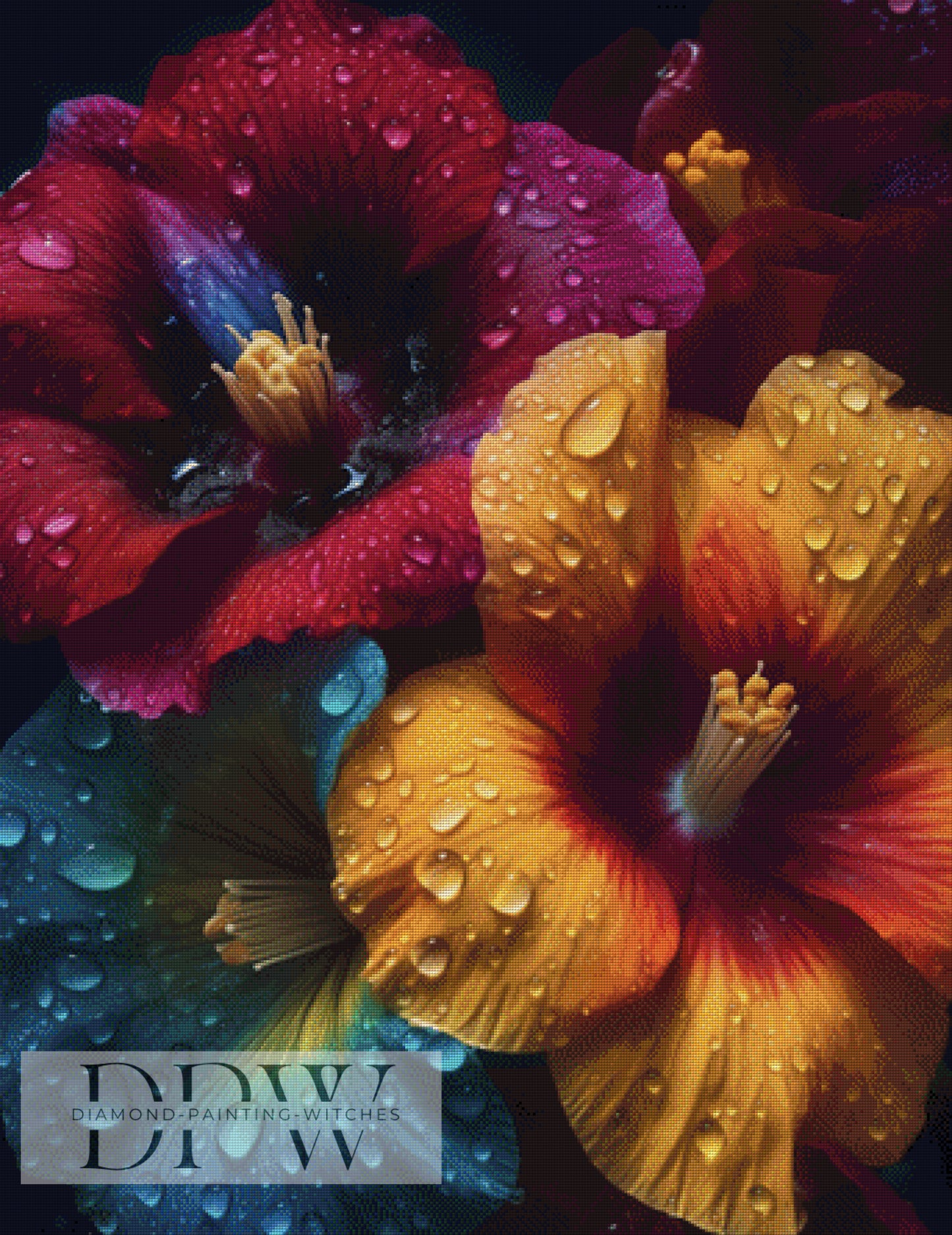 Hibiskenblüten by Elly_A.I, 85x110cm mit 250 Farben DPW-1458