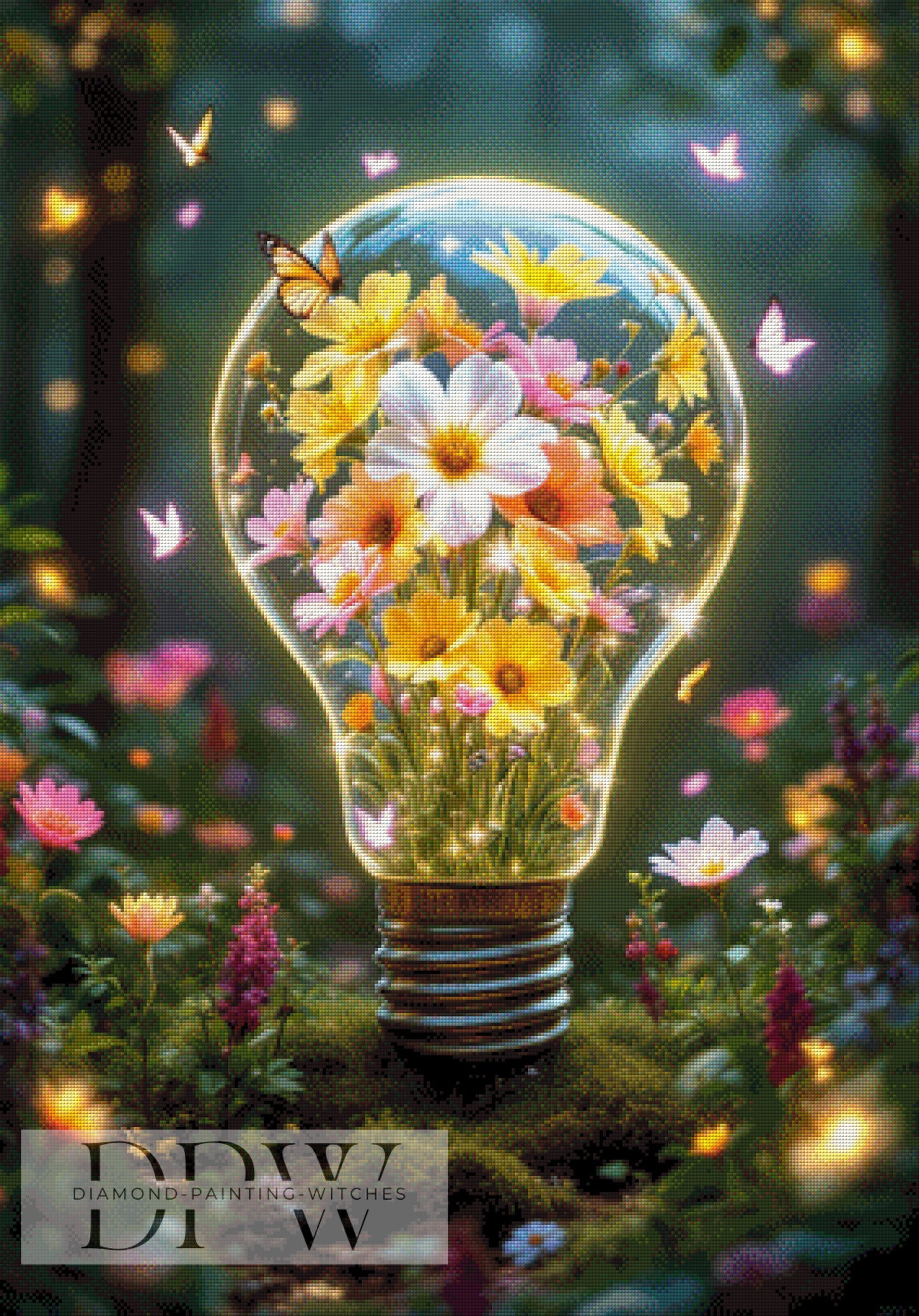 Glühbirnen Flower Power by QN, 70x100cm mit 320 Farben DPW-1461