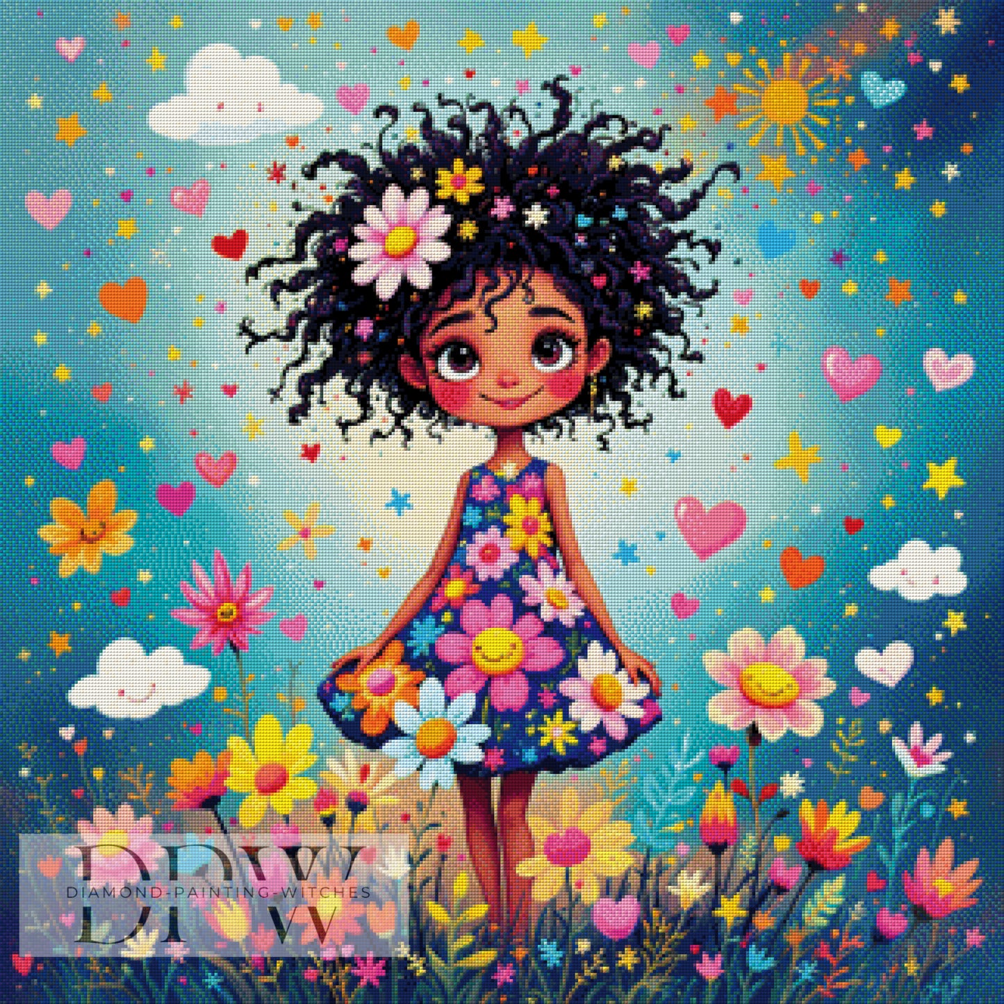 Blumen Beate by QN, 80x80cm mit 340 Farben DPW-1478