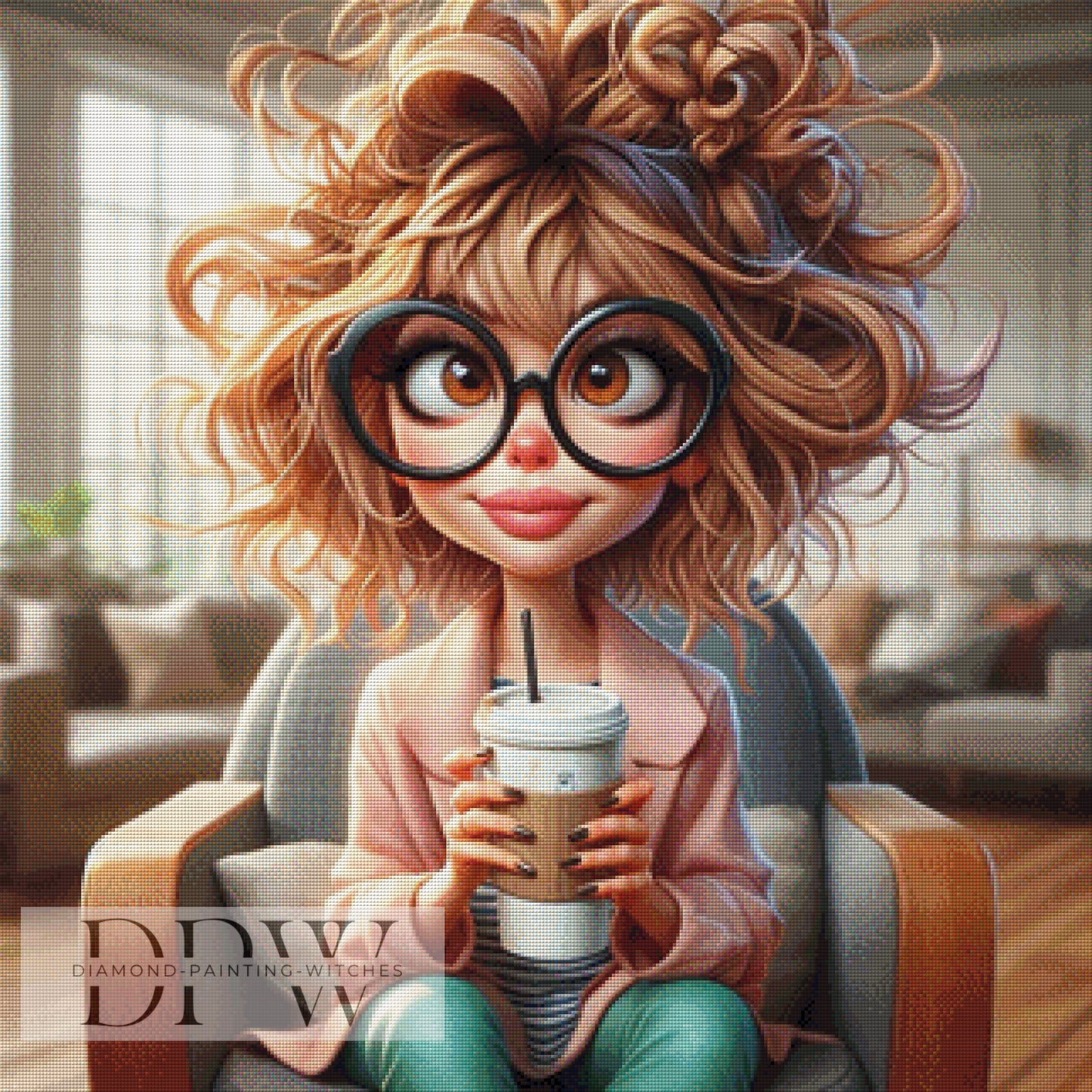 Endlich Kaffee by CreatiVart, 80x80cm mit 230 Farben DPW-1484