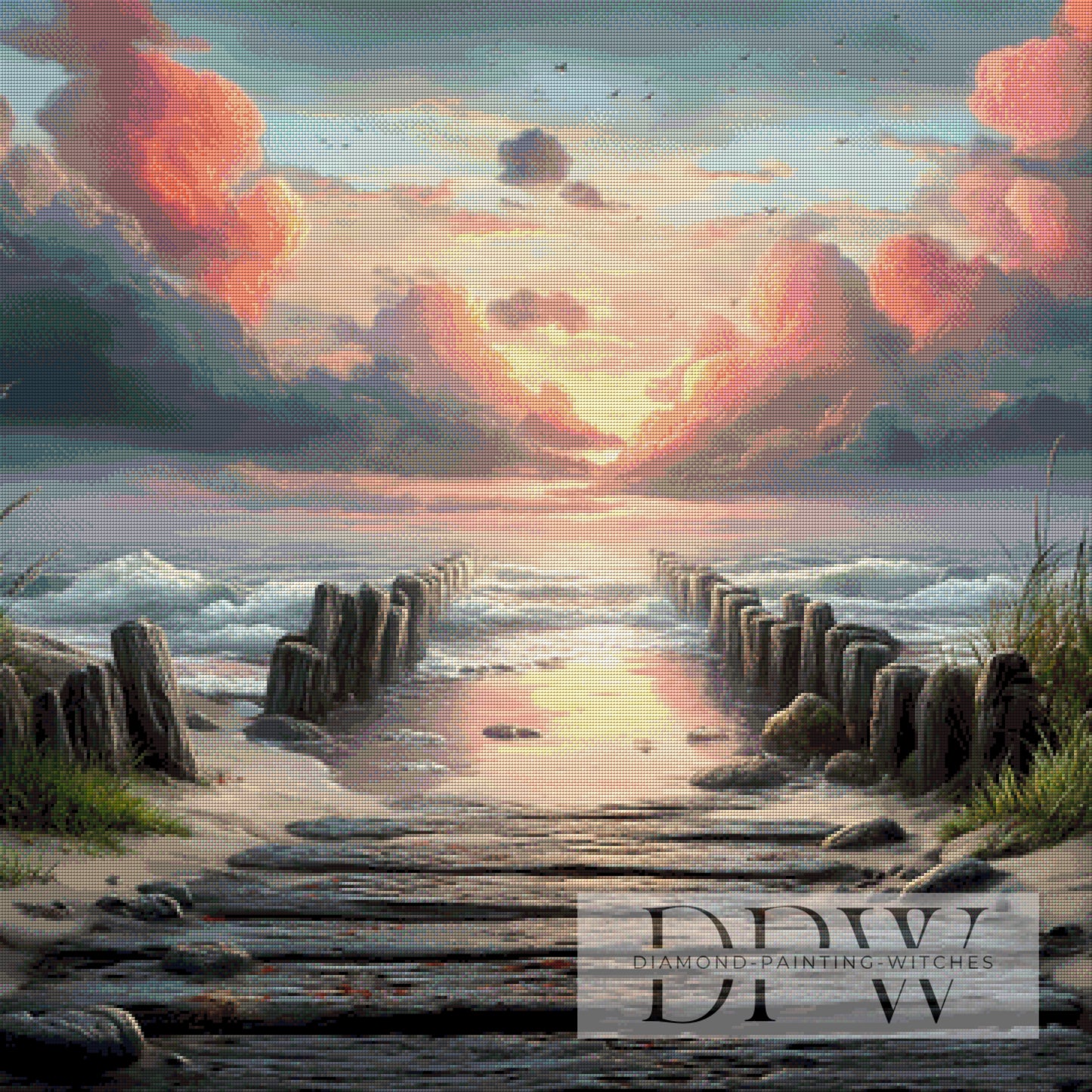 Der letzte Abend am Meer by ellufija 90x90cm mit 160 Farben DPW-1511