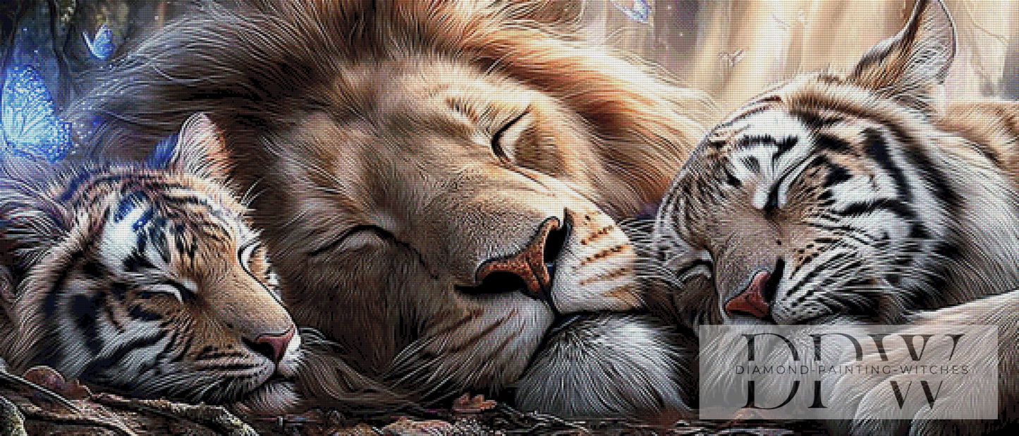 Schlafende Raubkatzen I by Elly_A.I 140x60cm mit 180 Farben DPW-1513