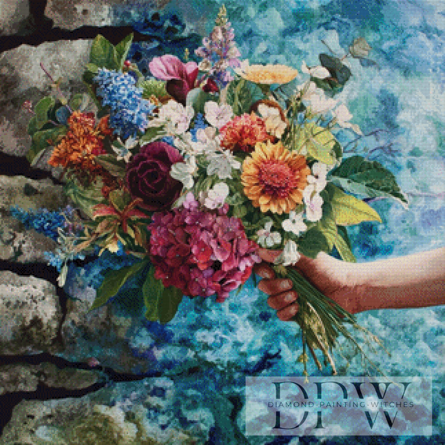 Blumen für dich by Luna 80x80cm mit 320 Farben DPW-1517