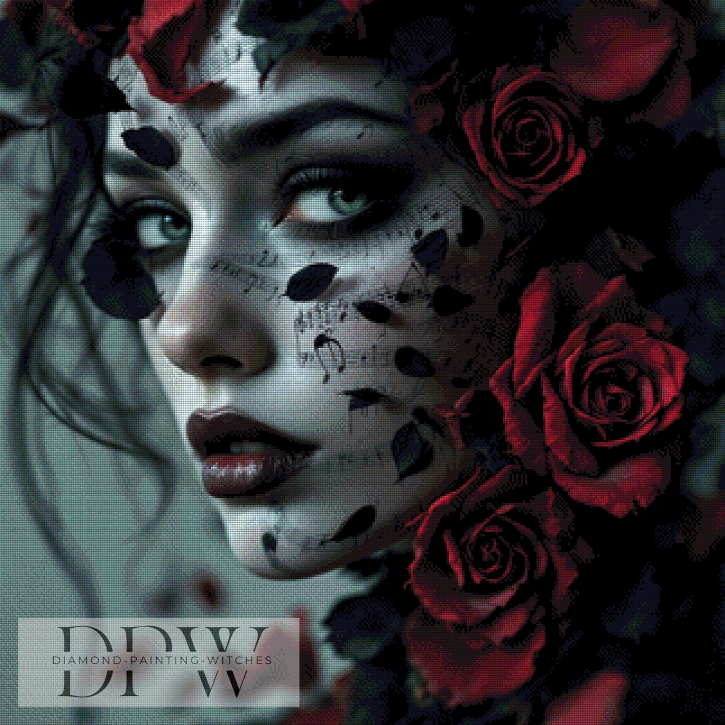 Blackwhite Roses by QN, 80x80cm mit 110 Farben DPW-1552