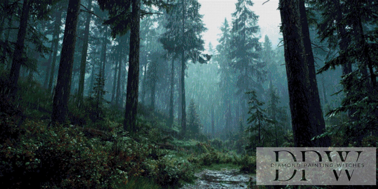 Verregneter Wald by theA.art 130x65cm mit 110 Farben DPW-1636