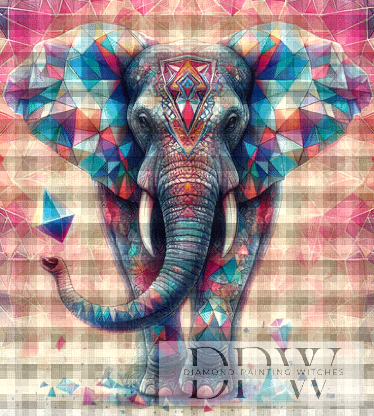 Mosaik Elefant by Moonlight, 90x100cm mit 300 Farben DPW-1816