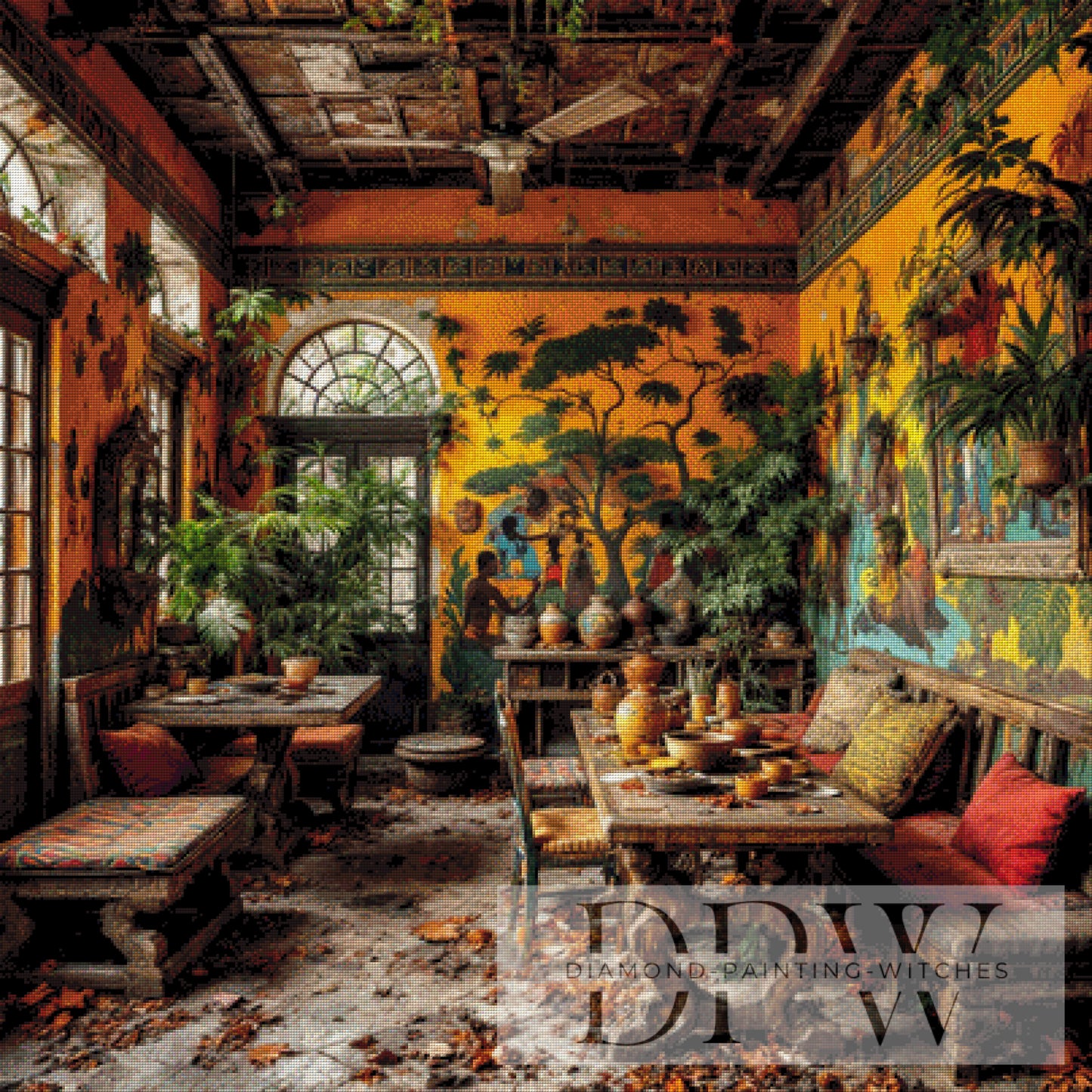 Tropical Lost Place by QN 100x100cm mit 250 Farben DPW-1820