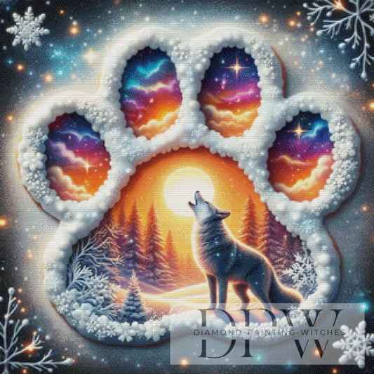 Winterwolf by Casalla Vendetta, 80x80cm mit 260 Farben DPW-1845