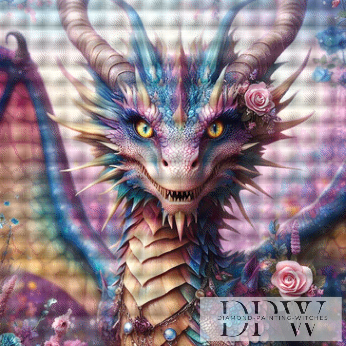 DPW-1851 Frecher Drache by Sunshine 90x90cm mit 260 Farben **SOFORTKAUF** ECKIGE Steine