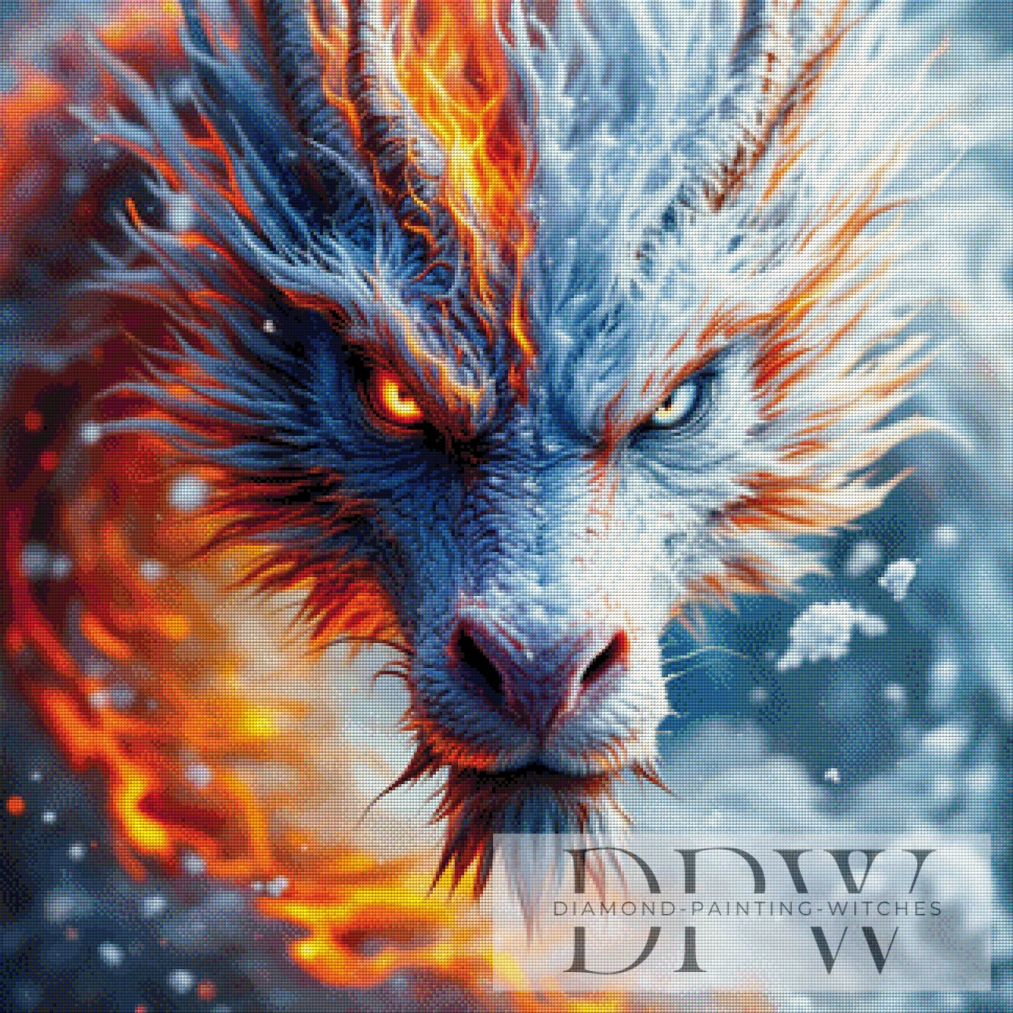 Fire & Ice Dragon by QN 80x80cm mit 260 Farben DPW-1862
