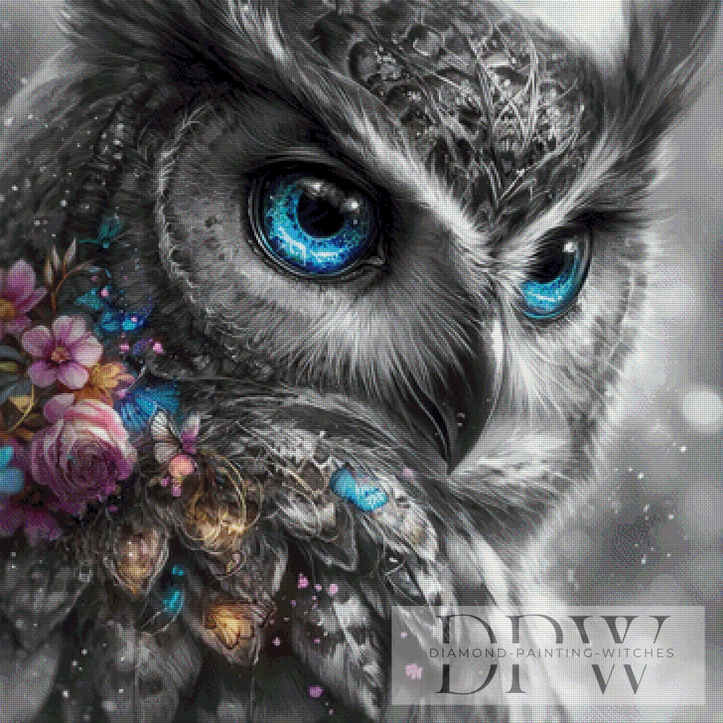 Blue Eyes Owl by Artifey 90x90 175 Farben DPW-1878