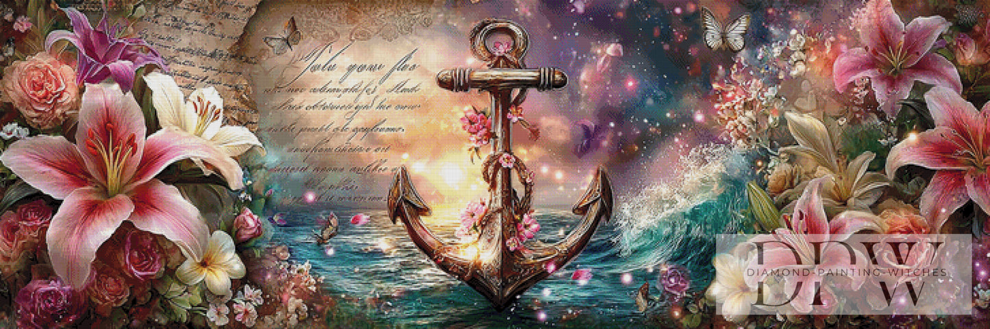 Lilies Anchor by ellufija 180x60cm mit 330 Farben DPW-1982
