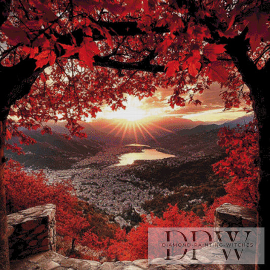 Autumn sunset by theA.art 90x90cm mit 155 Farben DPW-2000