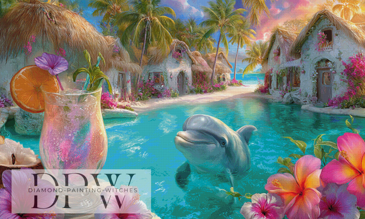 Dolphin Bay by Elly_A.I 150x90cm mit 400 Farben DPW-2056