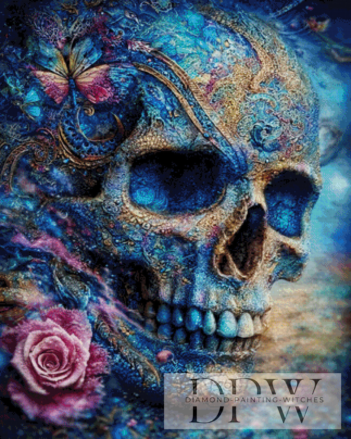 Blue Skull by Moonlight, 80x100cm mit 230 Farben DPW-2079