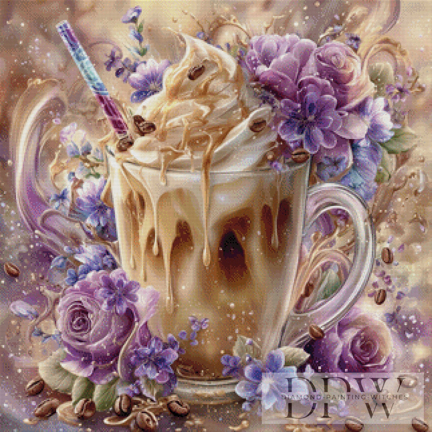 Flower Macciato by Sweet_Loco_AI 80x80cm mit 200 Farben DPW-2162