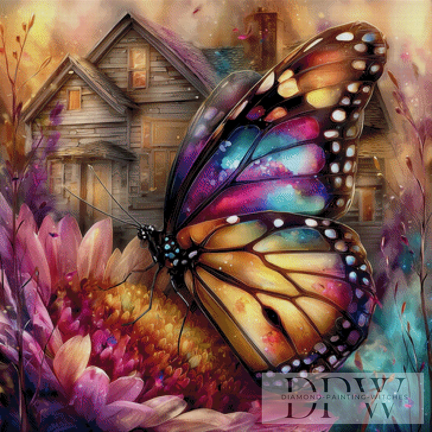 Schmetterling am Abend by Sweet_Loco_AI 90x90cm mit 340 Farben DPW-2166