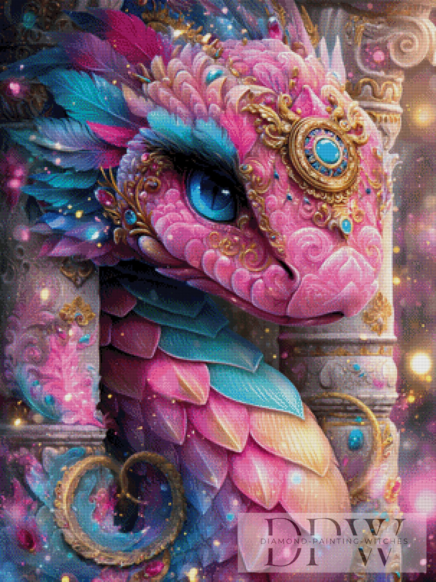 Pink Dragon by Elly_A.I. 75x100cm mit 310 Farben DPW-2174
