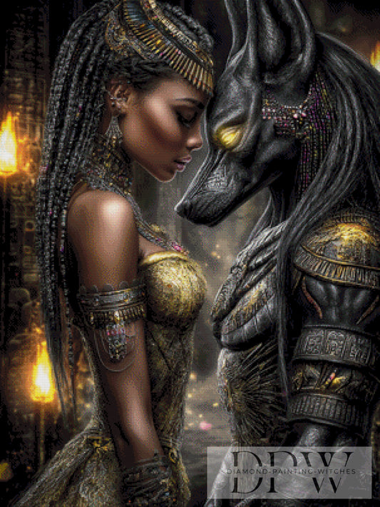 Anubis in Love by Elly_A.I. 75x100cm mit 180 Farben DPW-2219