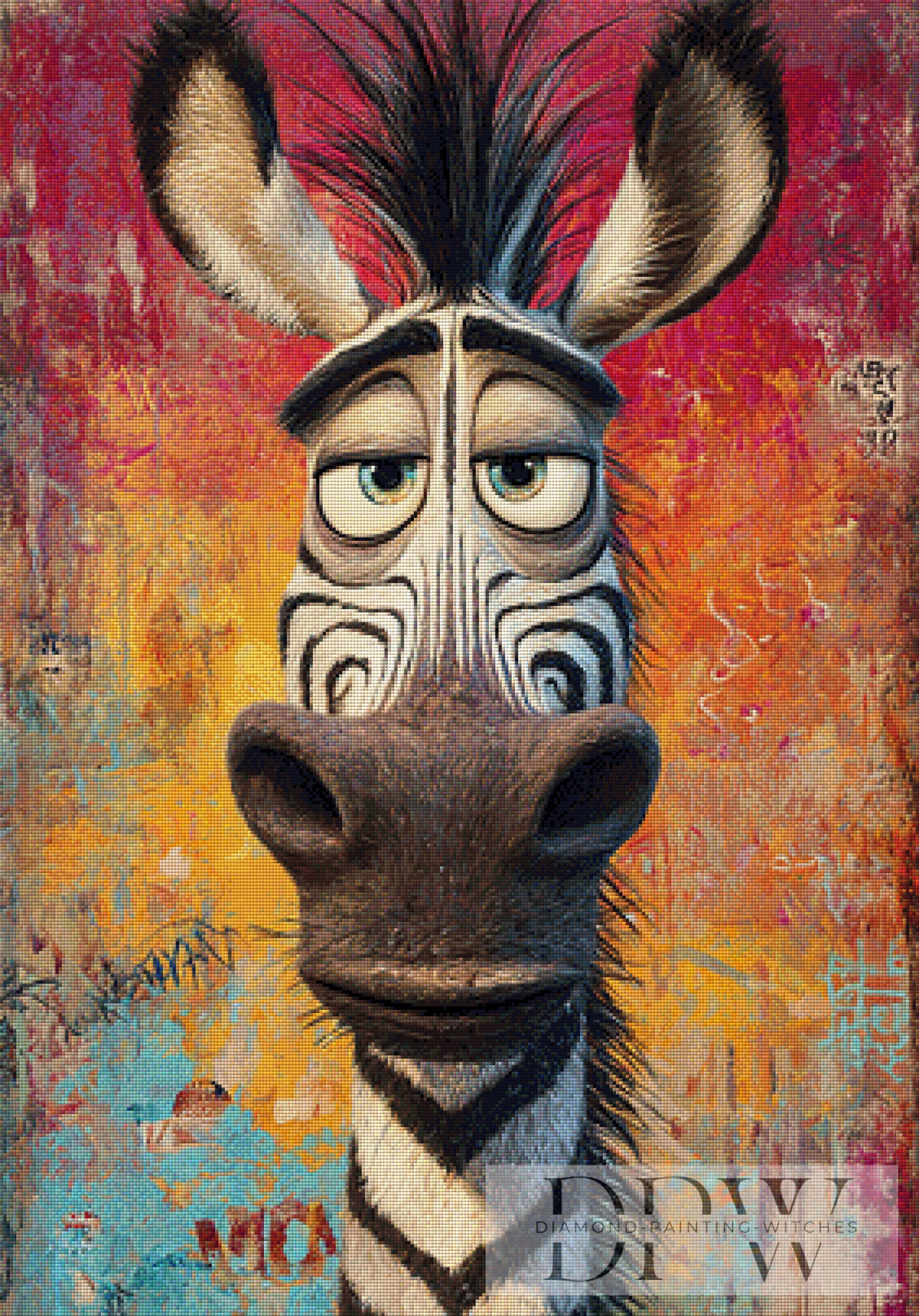 Funny Zebra by Catill 70x100cm mit 280 Farben DPW-2248