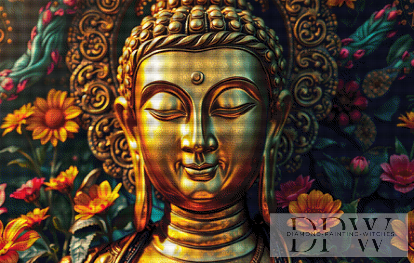 Goldener Buddha by CreatiVart 110x70cm mit 240 Farben DPW-2254