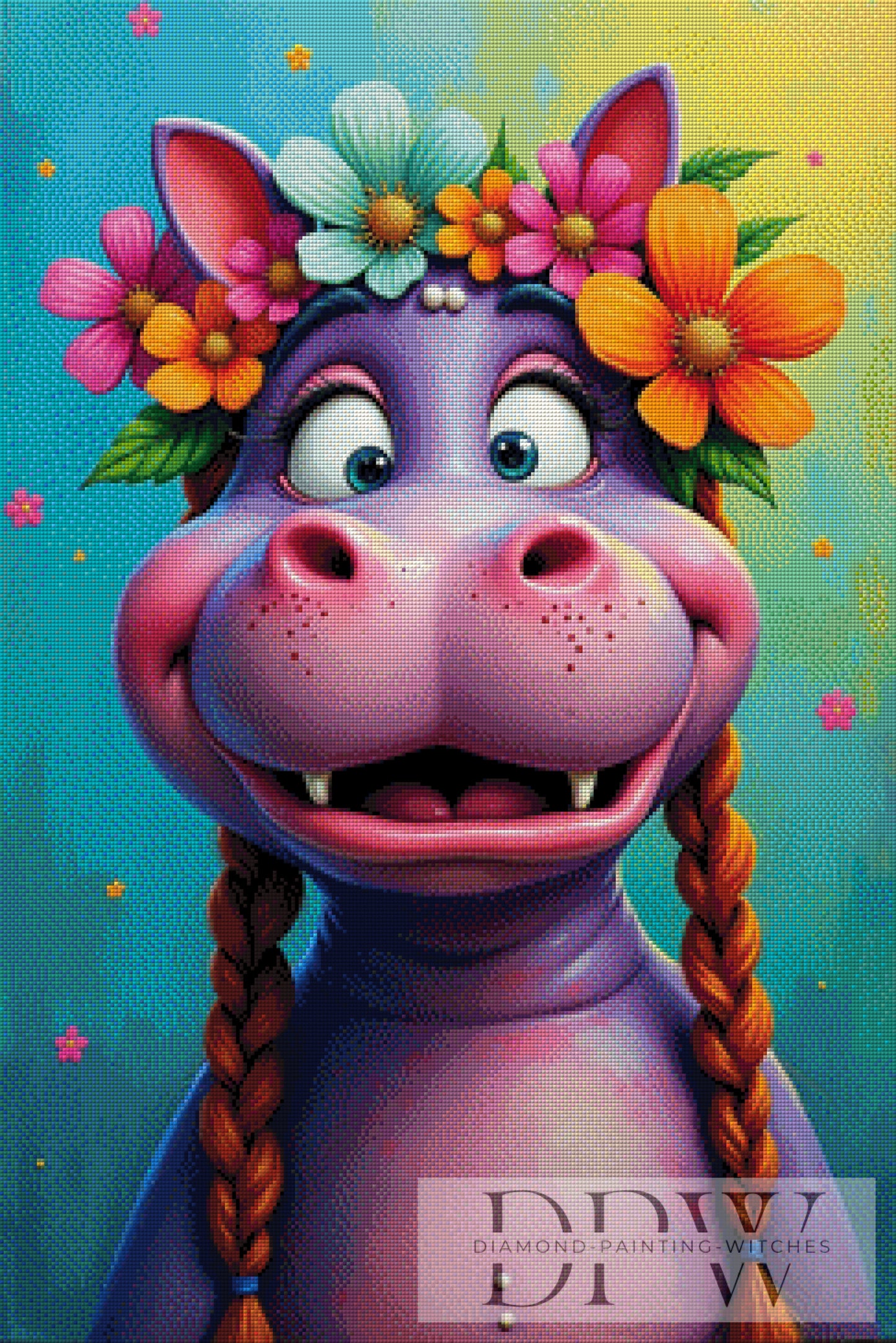 Hippi Hippo by CreatiVart 60x90cm mit 340 Farben DPW-2264