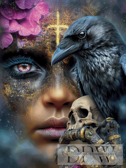 Woman and Raven by Elly_A.I  75x100cm mit 230 Farben DPW-2338
