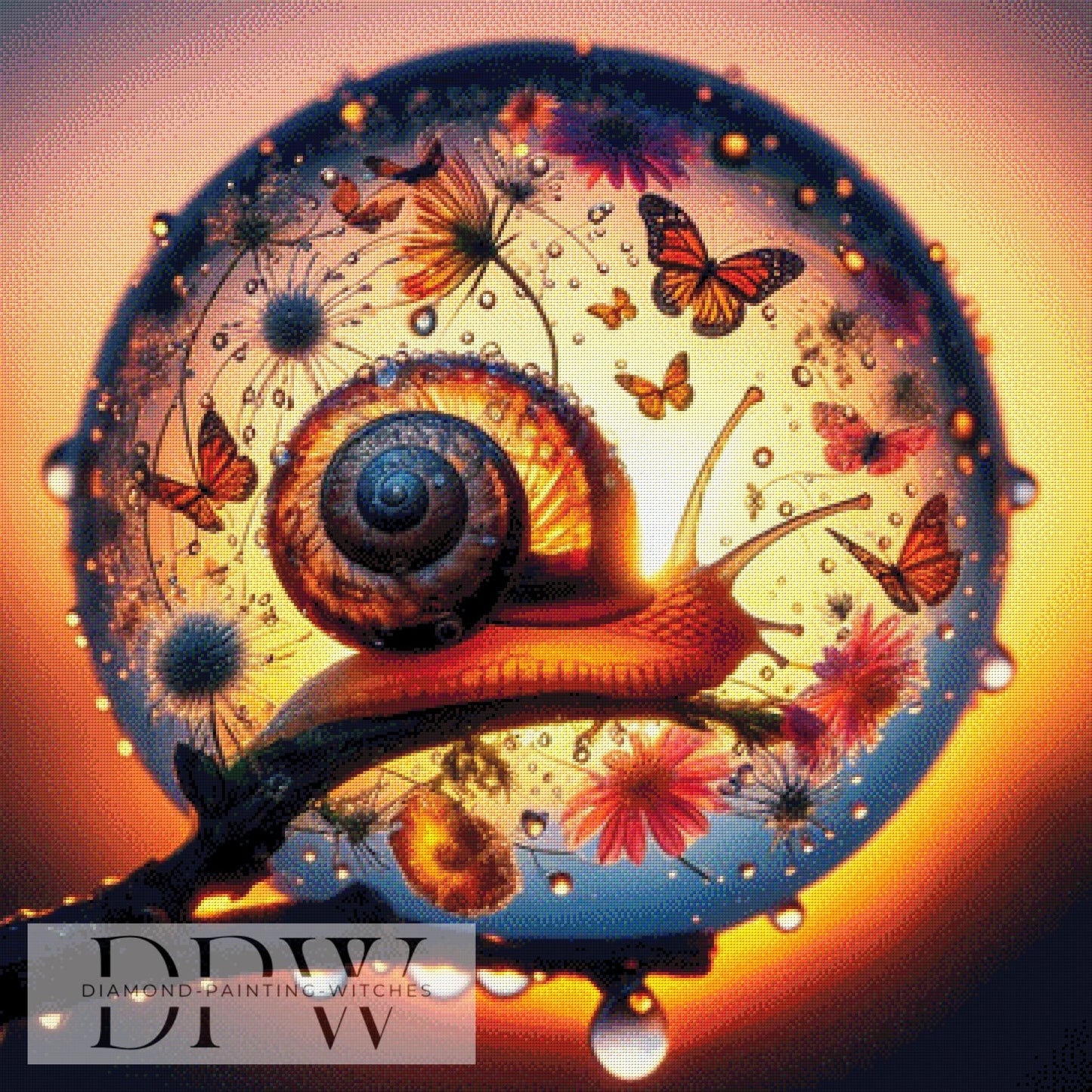 Sunset Snail by CreatiVart ,90x90cm mit 250 Farben DPW-236