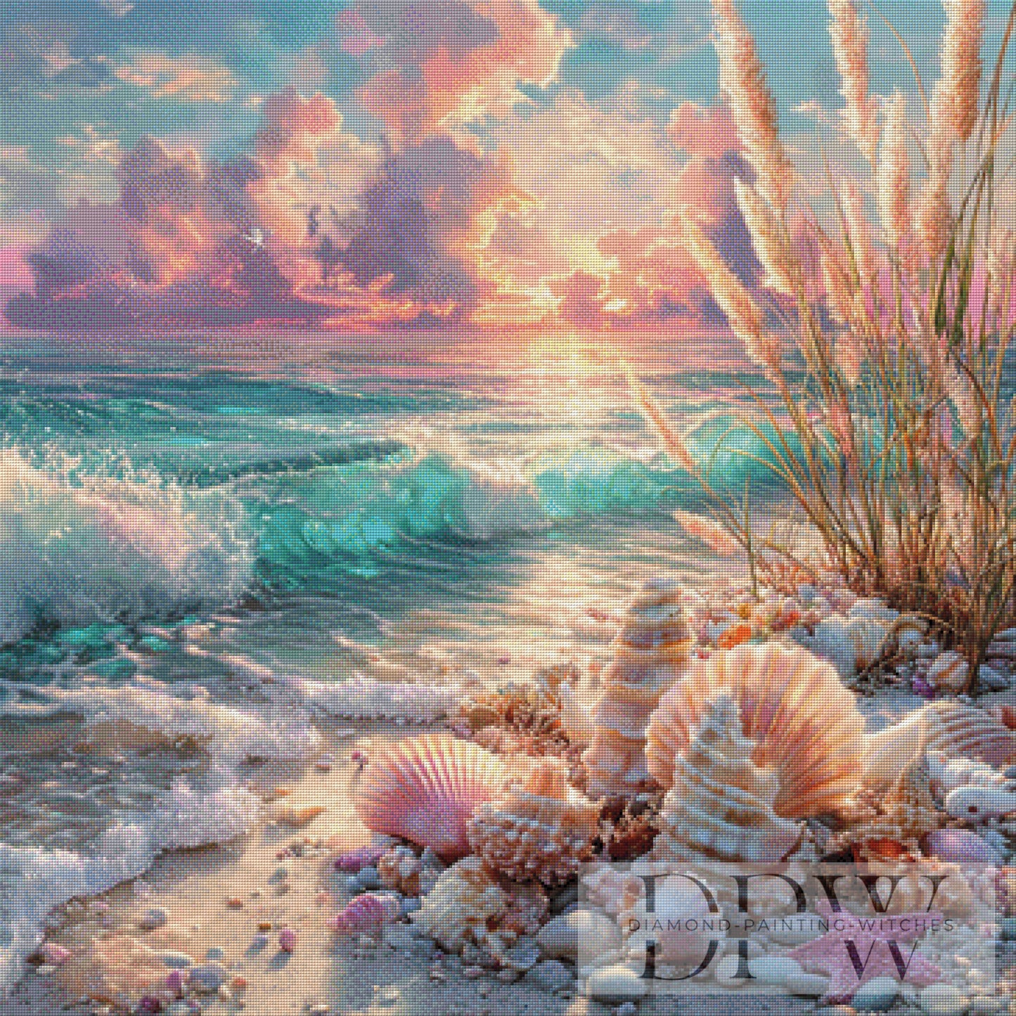 Strandmuscheln by Lisa Morgan 90x90cm mit 260 Farben DPW-2446