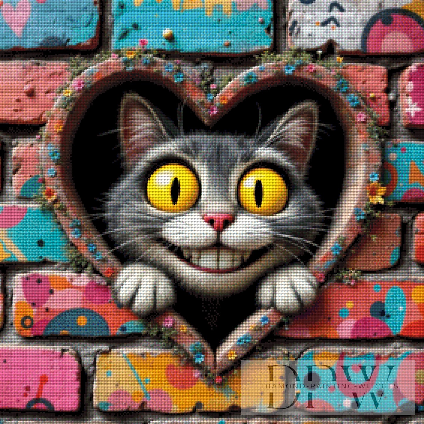 Glubschi Katze by QN, 70x70cm mit 260 Farben DPW-2458